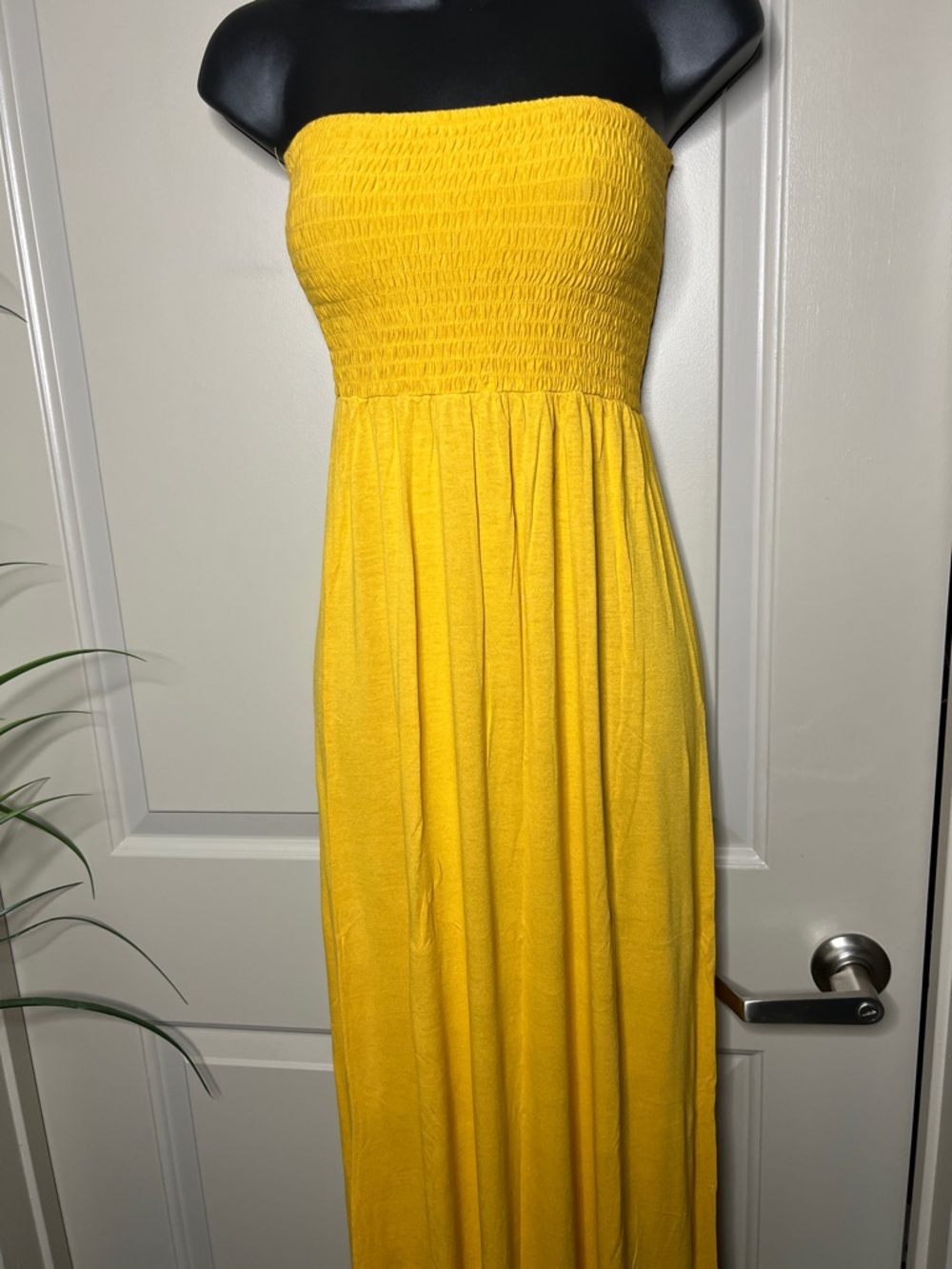 Sunshine Yellow Strapless Smocked Maxi Dress - Picture 3 of 7
